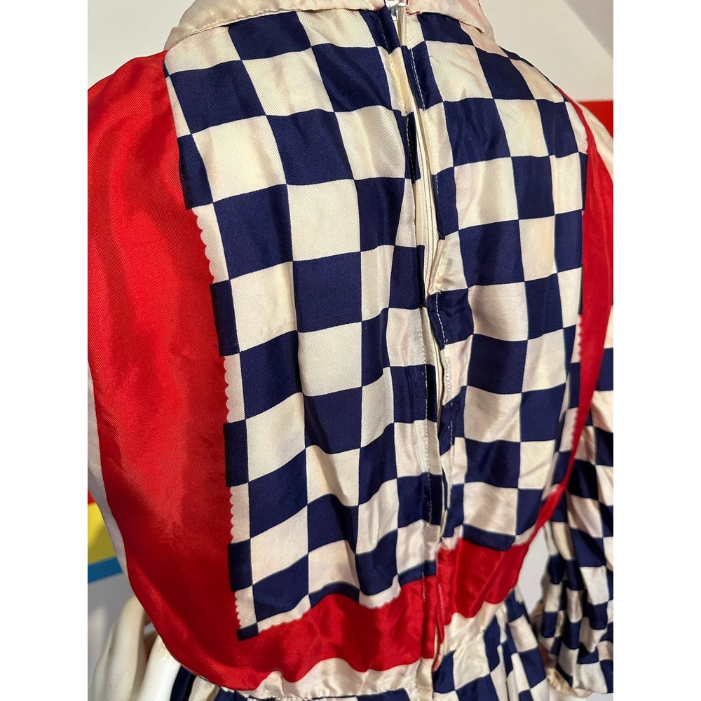 1970s vintage silk Rizkallah for Malcolm Starr checker day dress sz m - Picture 10 of 10